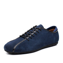 Men Casual Shoes Man Spring Autumn New Fashion Lace up Male Flat Comfortable Navy Blue Suede Leather Loafers Sneakers Cow Suede 2024 - buy cheap