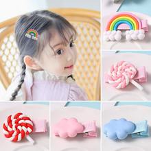 White Cloud Girls Hair Clips 1PC Children Kids Star Seaside Polymer Clay Hairpins Candy Colors Rainbow Lollipop Hair Accessories 2024 - buy cheap