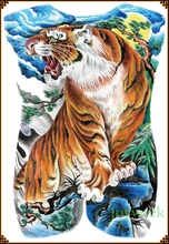Pegatina de tatuaje temporal a prueba de agua para hombres y mujeres, tatuajes falsos de tigre colorido, gran parte trasera completa, tatuajes flash 2024 - compra barato