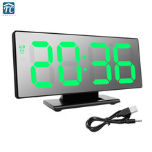 LED Alarm Clock Mirror Digital Night Lights Watch Table Electronic Snooze Desktop Display Large Despertador Decoration USB 2024 - buy cheap