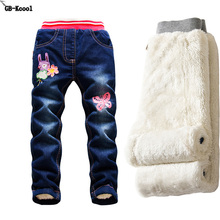 Fashion Jeans for girls Autumn Children winter leggings jeans Baby pants Plus Velvet Denim Trousers Elastic Girls jeans costume 2024 - buy cheap