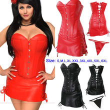 Corsé de cuero rojo y negro de talla grande S/M/L/XL/XXL/3XL/4XL/5XL/6XL, lencería Sexy, lencería, falda de corsé 2024 - compra barato