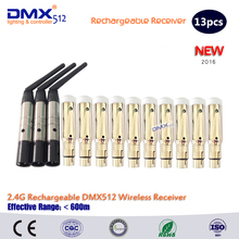Controlador de sinal para palco com bateria embutida, sem fio, transmissor e receptor dmx512, 2.4g, 3 peças, dhl, frete grátis