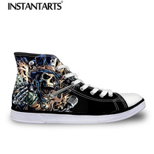 INSTANTARTS Punk Skull Men High Top Canvas Shoes Classic Man's Vulcanize Shoes 3D Night Rider Print Spring Male Canvas Sneakers 2024 - buy cheap