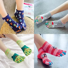 3 Pairs Five Finger Socks 5 Toed Women's Cotton Cartoon Cute Japen Socks Breathable Mesh Kawaii Socks With Separate Toes 2024 - buy cheap