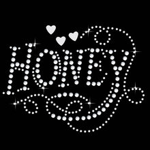 2pc/lot Honey hearts  hot fix rhinestone transfer motifs sticker  iron on crystal transfers design applique patches 2024 - buy cheap