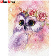 5D DIY Diamond Painting Full Display animal pink owl Diamond Embroidery Full Square Mosaic Picture Of Rhinestone Decor XY1 2024 - buy cheap