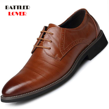2019 New High Quality Genuine Leather Men's Brogues Shoes Man Lace-Up Bullock Business Dress Men Oxfords Shoes Male Formal Shoes 2024 - buy cheap