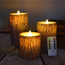 1 Set of 3 Flameless Candle Night Light Pine LED Candle With Remote Control Wax Candle For New Year Christmas Wedding Decoration 2024 - buy cheap