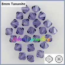 Free Shipping! 144pcs/Lot,  AAA Chinese Top Quality 8mm Tanzanite Crystal Bicone Beads 2024 - buy cheap