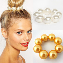 2019 Fashion Big Pearl Hair Rope Hair Accessories 8 Pearl Holder Hairbands Women Flower Donuts Twist Elastic Vintage Headbands 2024 - buy cheap