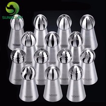 14PCS Stainless Steel Russian Ball Nozzle Cupcake Flower Icing Piping Tips Cream Torch Pastry Tube Fondant Cake Decorating Tools 2024 - buy cheap