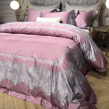 Высококачественный роскошный комплект постельного белья 140 S/1000TC из египетского хлопка с цифровой печатью розового и синего цвета, простыня/льняные наволочки, 4 шт. 2024 - купить недорого