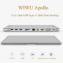 Estação de encaixe universal wiwu, estação de encaixe 11 em 1 usb tipo c multifuncional para macbook alumínio usb 3.0 para hdmi/vga 2024 - compre barato