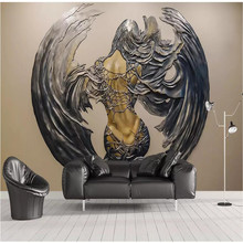 Custom wallpaper 3D three-dimensional relief abstract wings beauty background wall decoration painting waterproof material 2024 - buy cheap