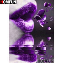 HOMFUN Full Square/Round Drill 5D DIY Diamond Painting "Purple lips" Embroidery Cross Stitch 5D Home Decor Gift A13874 2024 - buy cheap