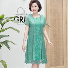 2019 2 Pieces Women Elegant Chiffon Dress Floral Printed Summer Short Sleeve Dresses Plus Size XL-6XL Vestidos Mother Clothes 2024 - buy cheap