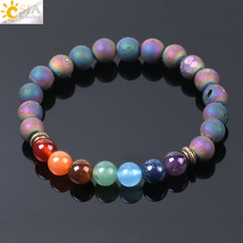 CSJA 7 Chakra Colorful Mineral Beads Bracelets Bangles Natural Gem Stone Rosary Yoga Mala Bead Meditation Men Women Jewelry E953 2024 - buy cheap