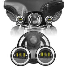 60W 7" DRL LED Headlight With Halo Amber Turn Signal Headlamp +4.5" Led Motorcycle Headlight Spot Fog Passing Light 2024 - buy cheap