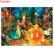 Pintura completa de diamantes quadrados 5d bricolagem abóbora pintura de diamante desenhos animados princesa castelo bordado de diamantes decoração de casa presente 2024 - compre barato