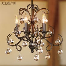 European style retro crystal chandelier black iron art simple living room bedroom dining room hanging lighting 2024 - buy cheap