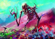 Póster de seda gigante con esqueleto psicodélico, pintura decorativa, 24x36 pulgadas 2024 - compra barato