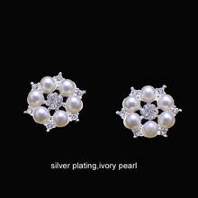 (S0295)10pcs/lot,23mm diameter rhinestone embellishment, Flat back,silver or light gold plating,ivory or pure white pearl 2024 - buy cheap