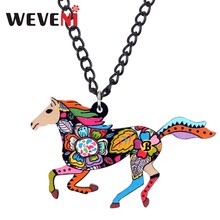 WEVENI Original Acrylic Elegant Running Horse Necklace Pendant Chain Collar Animal Jewelry For Women Girls Party Gift Bijoux 2024 - buy cheap