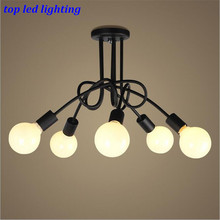 Vintage Loft Brief 3/6 heads Iron Ceiling Lights for Living Room Bedroom White/Black Led E27 Ceiling Lamps 1170 2024 - buy cheap