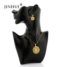 Jin Hui African Dubai New Fashion gold color Flowers jewelry sets women gifts wedding 45cm Pendant Necklace and Earrings sets 2024 - buy cheap