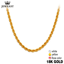 Collar de oro puro de 18K para mujer, cadena de oro puro de 18 quilates, color amarillo, blanco y rosa, unisex 2024 - compra barato