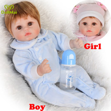 Boneca reborn bebê 43cm, silicone macio, brinquedo para crianças, presente para meninos e meninas 2024 - compre barato