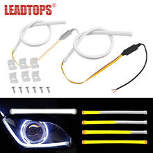 2pcs Silicagel Car Led Turn Signal Lights DRL Fexible Daytime Running Lights 60cm White Turn Yellow Flow 12v Waterproof AD 2024 - buy cheap