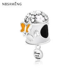 Authentic 925 Sterling Silver Beads For Jewelry Making Blooming Watering Can Charm Pendant Bead Fit   Bracelet & Bangle 2024 - buy cheap