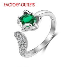 925 Sterling Silver Resizable Ring Fox Design Fashion Jewelry Cubic Zirconia Prong Setting Women Girls Party Anniversary 2024 - buy cheap