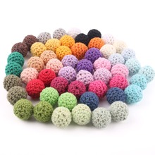15pc 16MM Baby Teething Crochet Wooden Beads Cotton Round Bead Baby Teether For Pacifier ChainAccessories Baby Wooden Teether 2024 - buy cheap