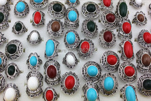 LOT 50PCS Vintage Style Girl Women's Tibet Silver Plated Resin Imitation Stone Opening Rings SENHUA MR59 2024 - buy cheap
