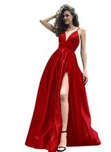 Sexy Evening Dress 2019 New Stylish Deep V Neck Prom Party Dress Spaghetti Strap Front Split Formal Dresses Robe De Soiree 2024 - buy cheap