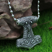 youe shone Viking Norse Odin Raven Thors Mjolnir Hammer Mens Pendant Necklace for Man 2024 - buy cheap