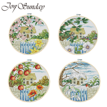 Joy Sunday Counted Cross Stitch Kits Four Seasons Scenic Crossing 11 14CT Aida Fabric Canevas Broderie DMC Embroidery Needlework 2024 - buy cheap