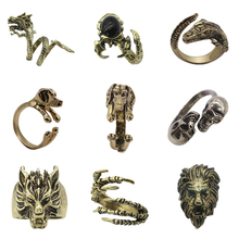 Gothic Punk Animal Ring Pet Dog Dragon Wolf Head Bird Lion Head Skull Eagle Claw Ring Men And Women Knight Jewelry Gift Jewelry 2024 - buy cheap