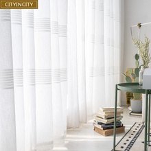 CITYINCITY-cortinas de Jacquard blancas para sala de estar, tul de plata Horizontal para dormitorio, tul suave para cocina, personalizado 2024 - compra barato