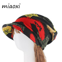 Fashion Adult Women Warm Hat Caps For Lady Floral Casual Hats Beanies Hip Hop Conjoined Caps Soft Solid Lady Bone 2024 - buy cheap