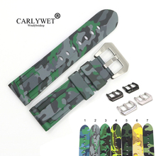 CARLYWET 22 24mm Camo Grey Light Green Black Waterproof Silicone Rubber Replacement Watch Band Strap For Panerai Luminor 2024 - buy cheap