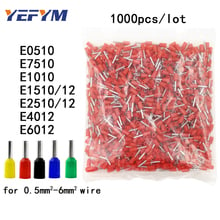 1000PCS/lot tube insulating terminals E0510 E7510 E1010 E1510/12 E2510/12 E4012 E6012 insulated cable wire crimp connector 2024 - buy cheap