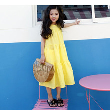 Длинное платье для девочек-подростков, пляжное платье без рукавов зеленого и желтого цвета для детей 4-16 лет, 2020 2024 - купить недорого