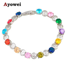 Attractive Colorful Crystal Design Birthday Gifts Silver Filled Beautiful Bracelets for Women Health Fashion Jewelry TB1077A 2024 - buy cheap