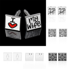 MeMolissa Square Cuff Button 18 Styles Option I Love My Life / QR code / barcode Style Fashion Cufflinks for Men's Jewelry 2024 - buy cheap