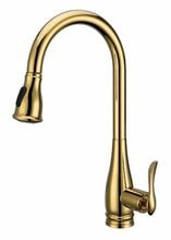 Classic style GOLD PVD color Kitchen Faucet Pull Out Sprayer Single Hole Swivel Sink Mixer Tap deck mounted 2024 - buy cheap