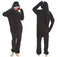 Novos trajes preto tubarão cosplay traje polar velo inverno pijamas animais onesies pijamas carnaval dia das bruxas vestido de festa 2024 - compre barato